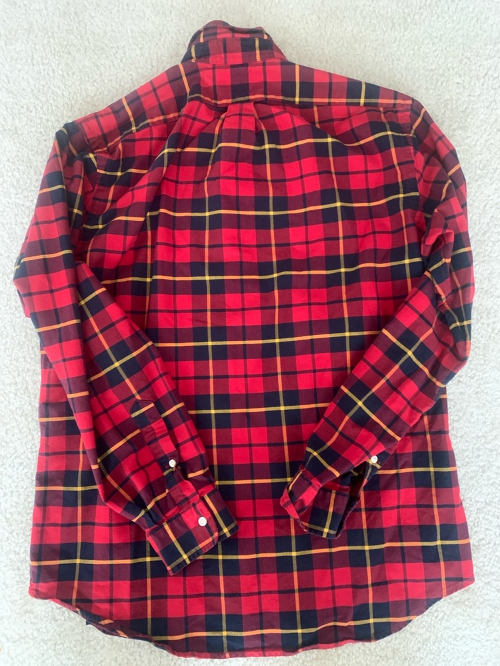 Men's Red Plaid Button-Up Shirt - Picture 9 of 9